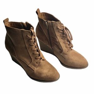 Plume by Farylrobin Suede Wedge Ankle Boots